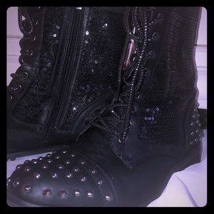 Glitter rebel combat boots
